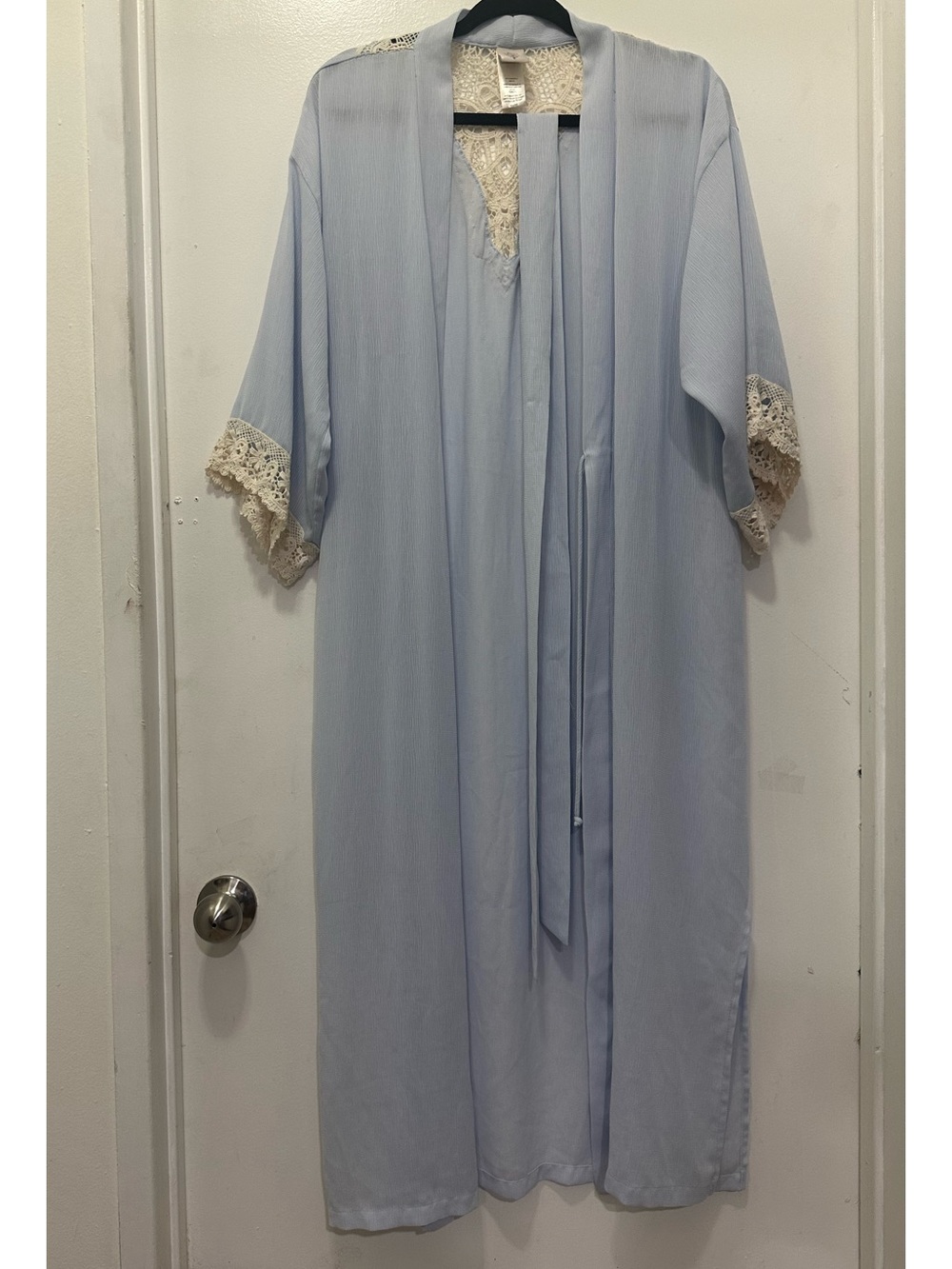 In Bloom Light Blue Lace-Trim Women's Robe Dress Sz XS-S